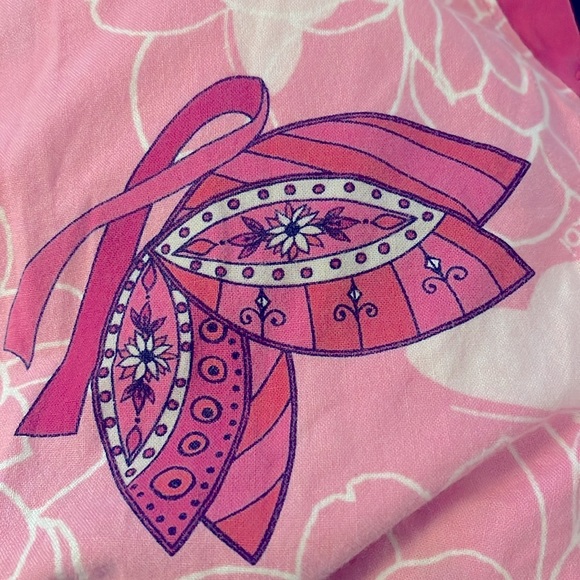 KOI Faux Wrap Scrub Top Pink Breast Cancer Ribbon Support Advocate Print Large - Picture 6 of 6